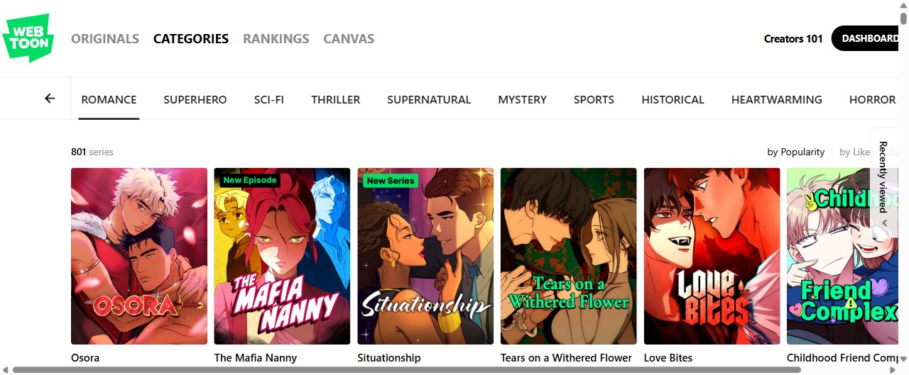 WEBTOON Romance ランキング